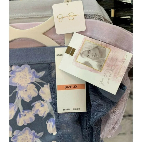 Jessica Simpson +3X Logo Winter Melody Lace Accent Figure Hipster Panties-3 Pk - Picture 4 of 4